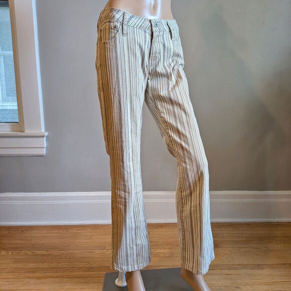 Vintage Y2K Arizona Jean Company Hipster Striped Denim Low Rise Flare Size 5 - Picture 2 of 10